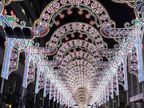 Nachtdekoration in Kobe, Japan