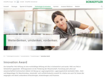 Schaeffler FAG Stiftung - Auslobung Innovation Award 2024