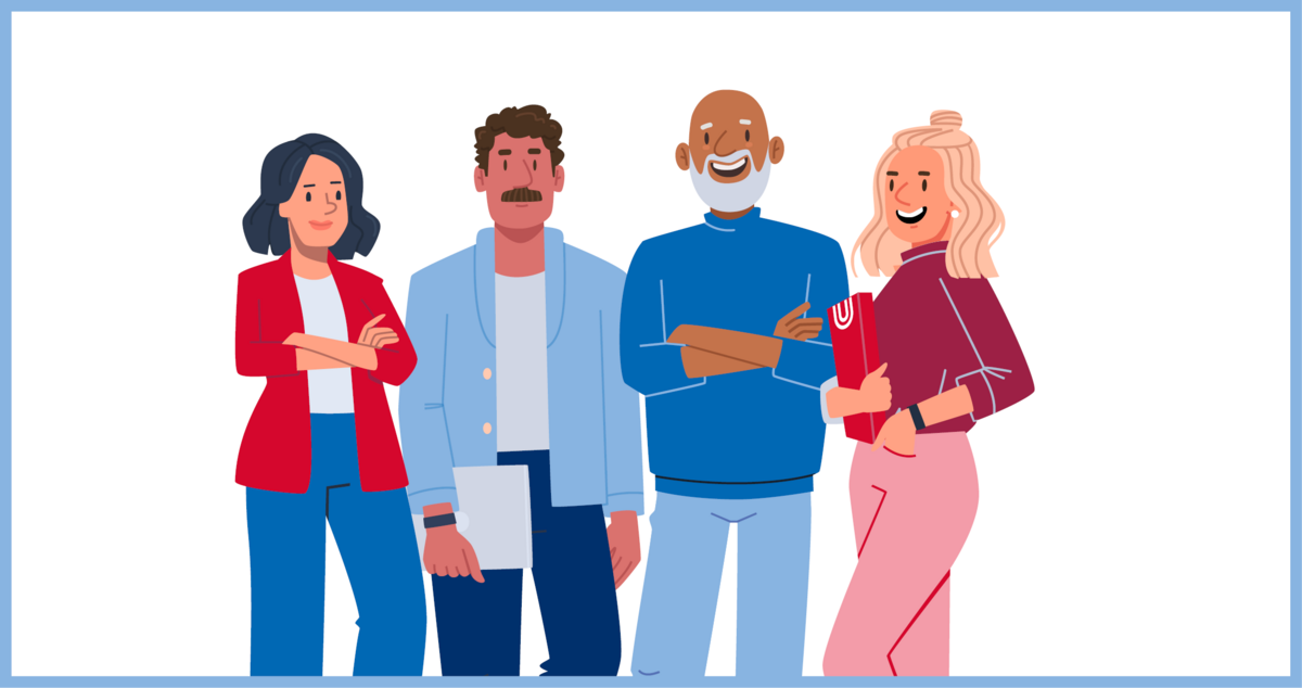 Vier Mitarbeitende aus Technik und Verwaltung