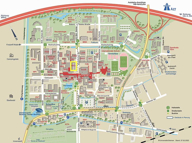 Lageplan der Universität Bremen