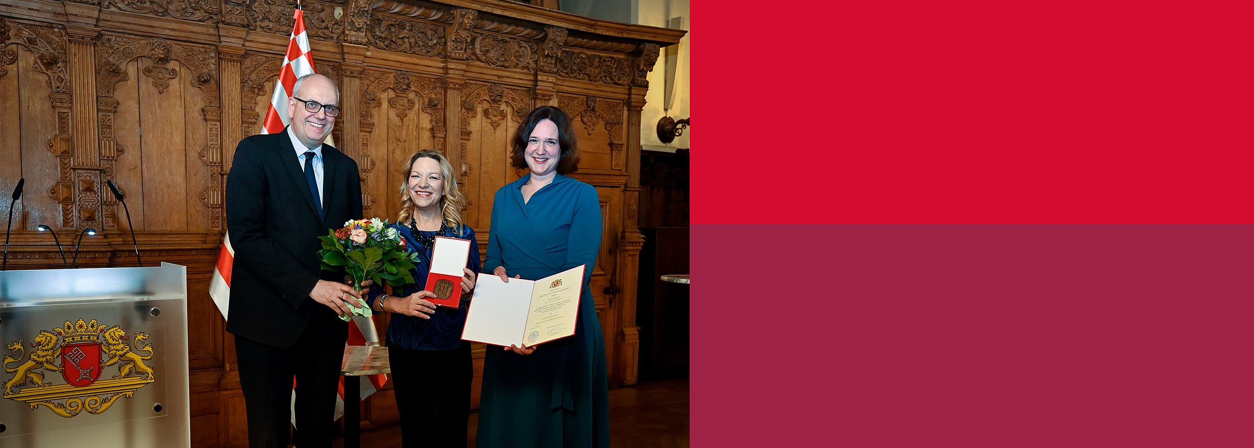 Mayor Dr. Andreas Bovenschulte and Senator for the Environment, Climate, and Science, Kathrin Moosdorf and Antje Boetius.