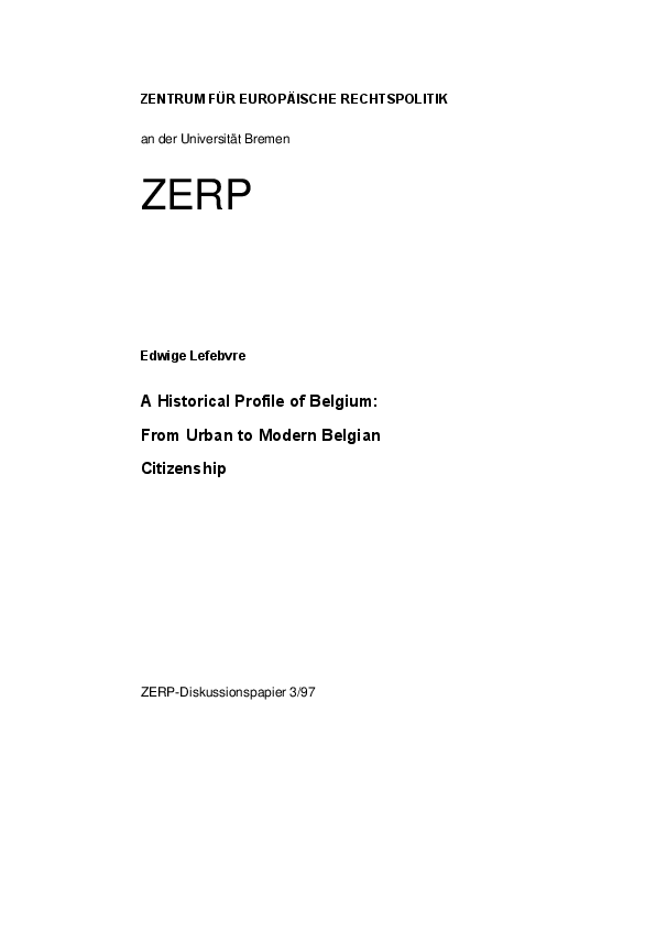 A Historical Profile of Belgium: From Urban to Modern Belgian Citizenship