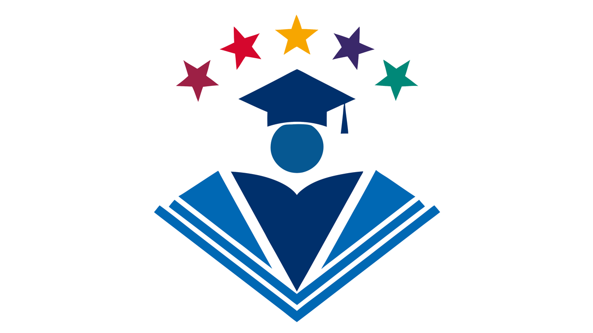 Icon Absolvent mit Bunten Sternen über dem Kopf