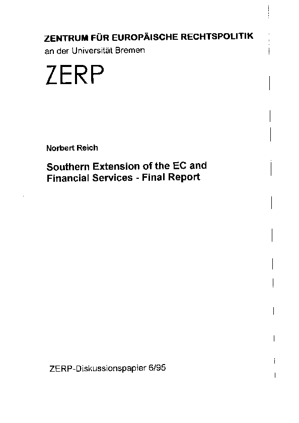 Southern Extension of the EC and Financial Services - Final Report