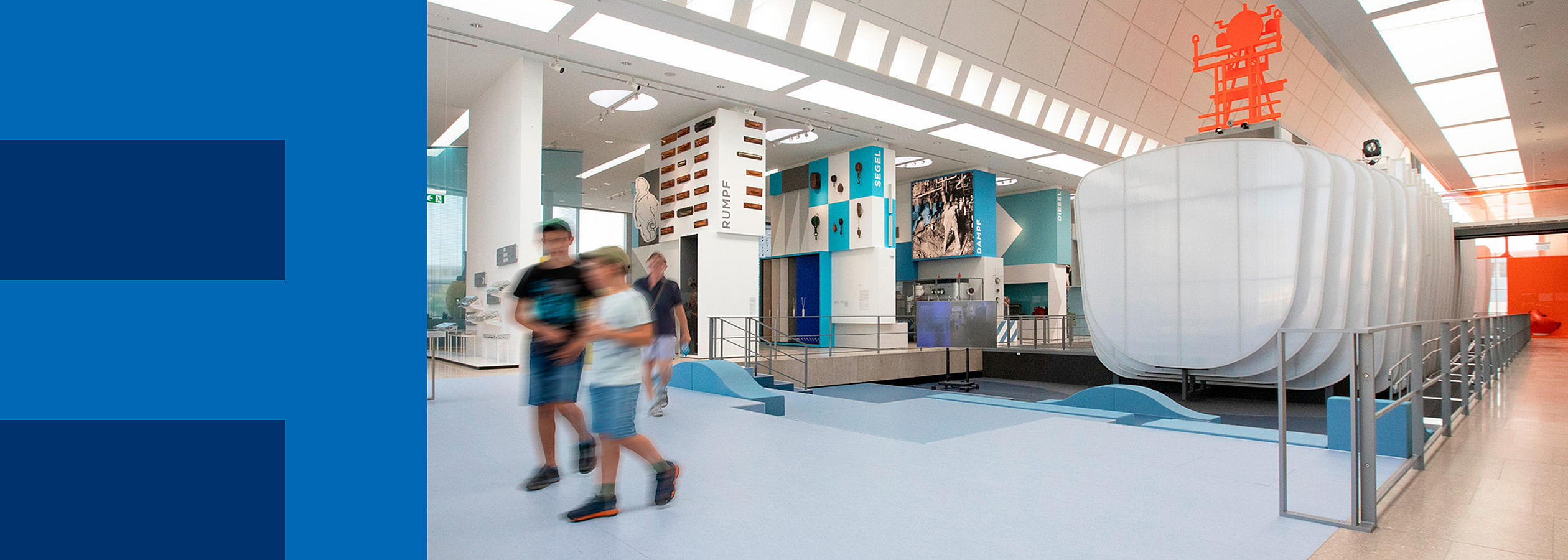 View into an exhibition hall of the German Maritime Museum.