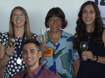 Yvonne Rogers (center) with PhD students