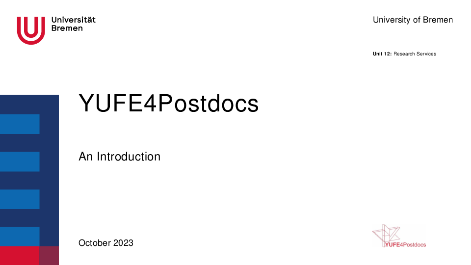 YUFE4Postdocs: Einführungspräsentation