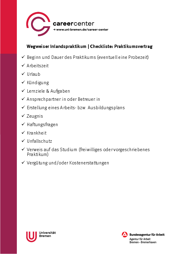 Checkliste-Praktikumsvertrag_Wegweiser Inlandspraktikum