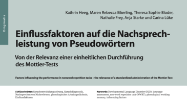 Artikeltitel "Einflussfaktoren auf die Nachsprechleistung von Pseudowörtern"