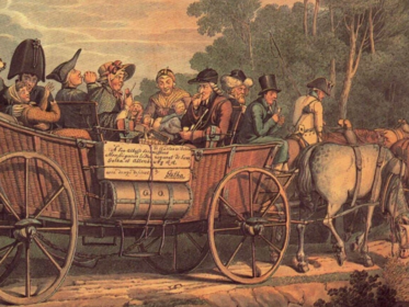 Postwagen nach Gotha, Lithografie von Georg Emanuel Opitz, um 1825