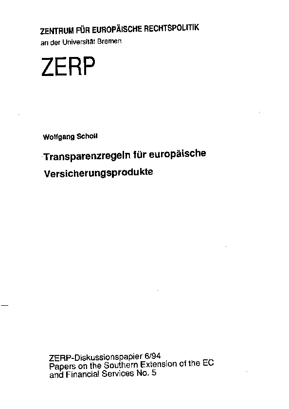 Transparenzregeln für europäische Versicherungsprodukte