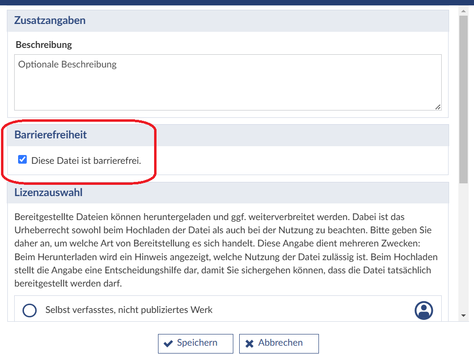 Kennzeichnung barrierefreie Datei