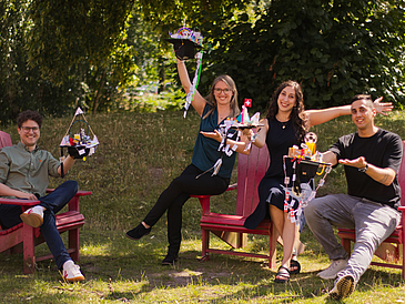 Thomas Mildner, Nadine Wagner, Evropi Stefanidi and Nima Zargham with their PHD hats